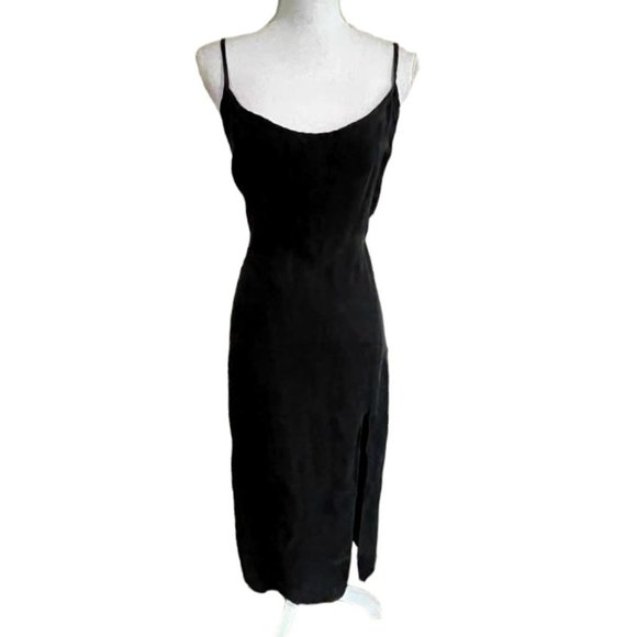 ZARA Spaghetti Straps Midi/Maxi Minimalist LBD Slip Black  Dress - Picture 1 of 14